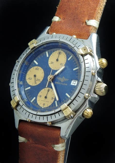 breitling white blue dial vintage|breitling watches yellow face.